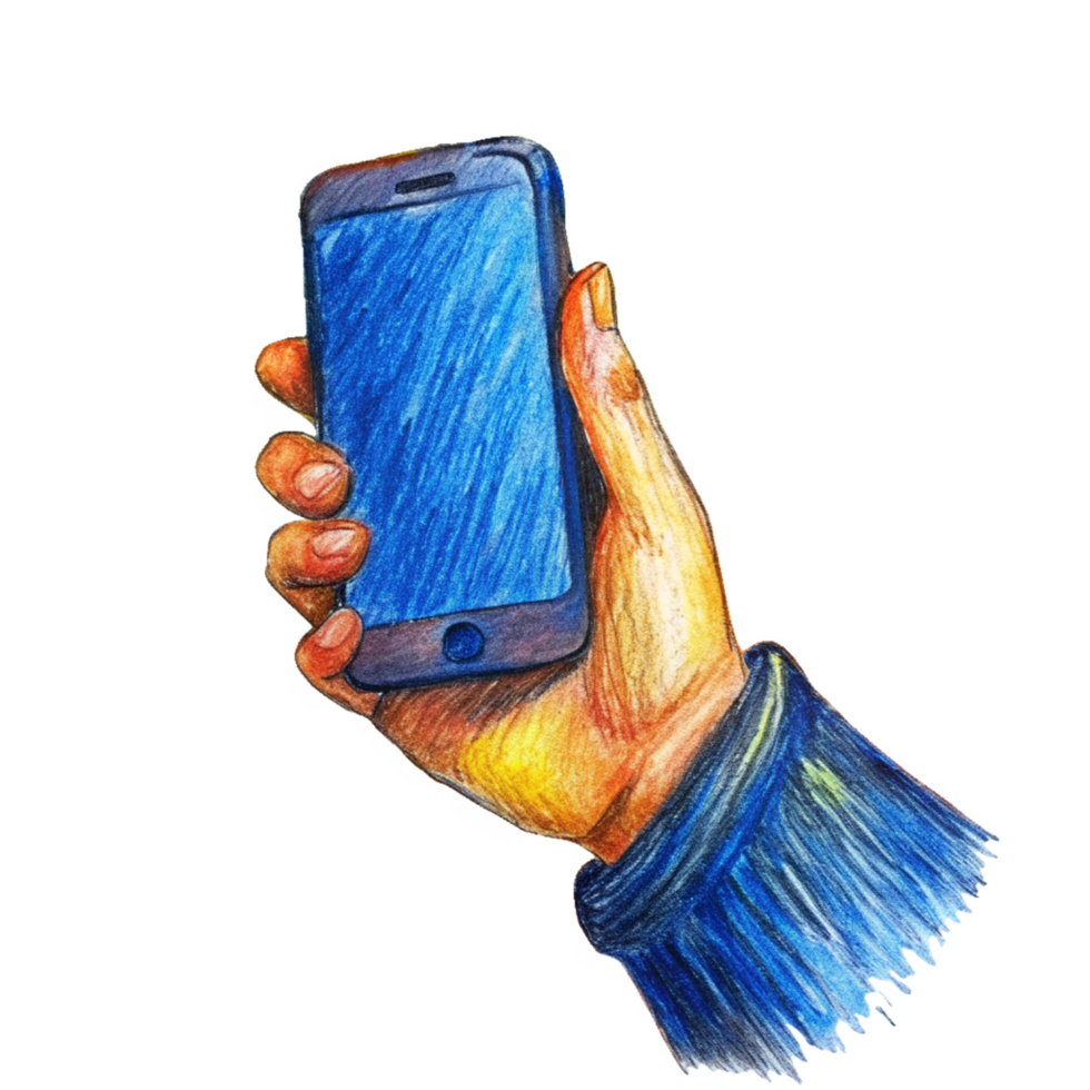 Hand Displaying a Mobile Phone Hand Holding A Mobile Phone Hand Drawn Design png