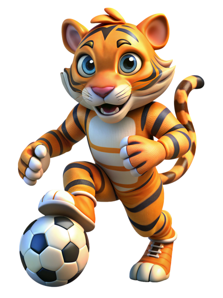 Tiger's Soccer Dribble 3d Mascot png