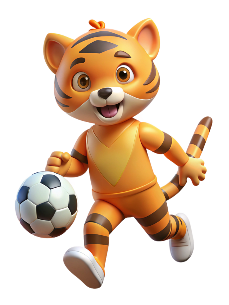 Jungle Soccer Star Tiger 3d Mascot png