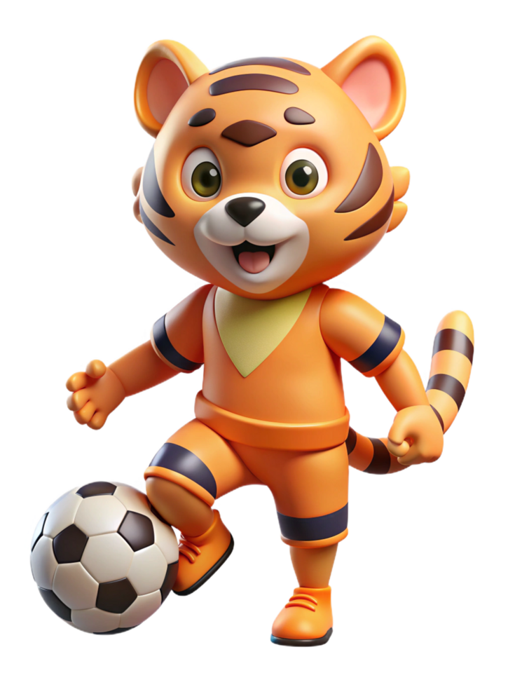 Tiger Taking a Shot at Soccer 3d Graphic png