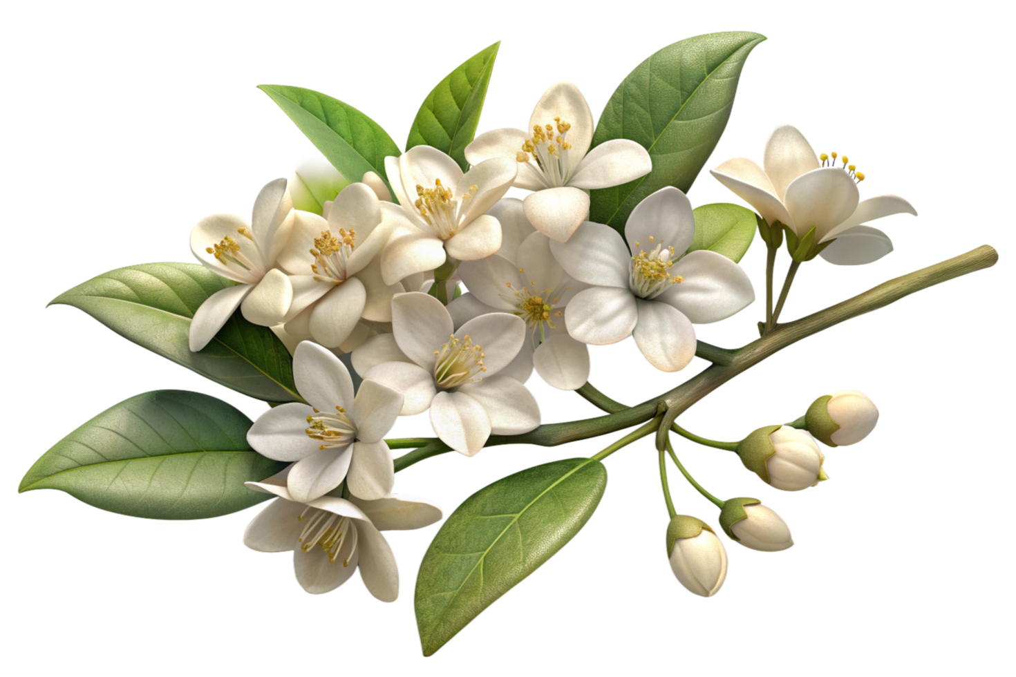 Jasmine Flower Branch Grace 3d Asset png