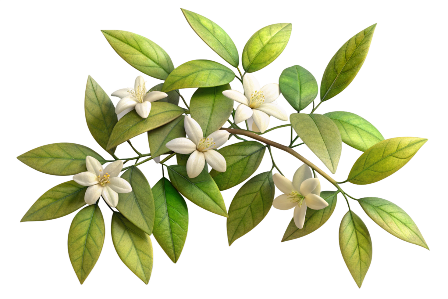 Exquisite Jasmine Flower Branch 3d Design png