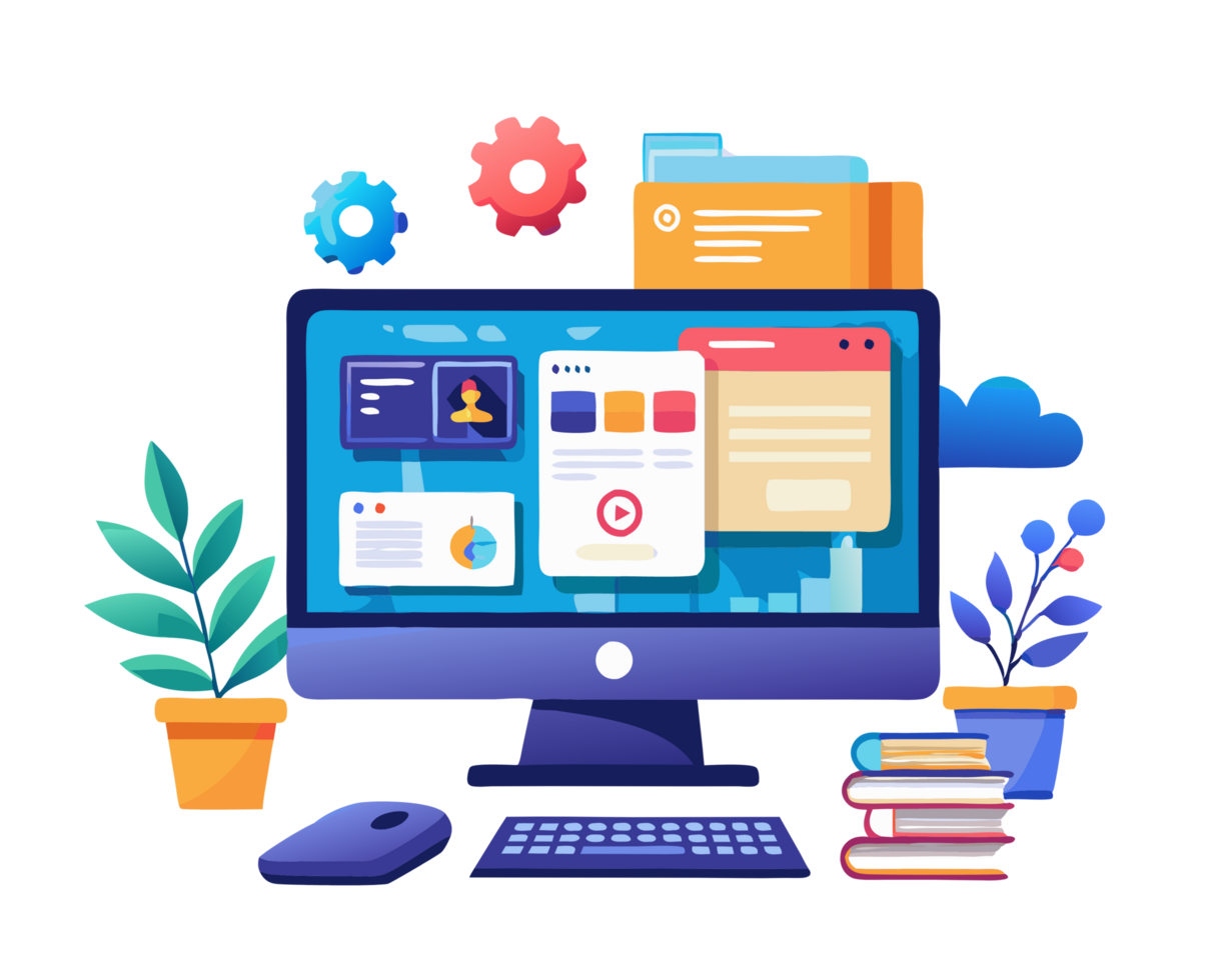 Colorful Digital Workspace Illustration Flat png