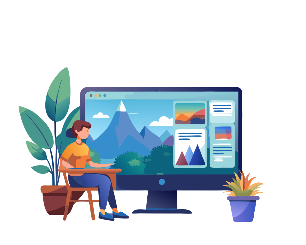 Virtual Productivity Zone Flat Design Artwork png