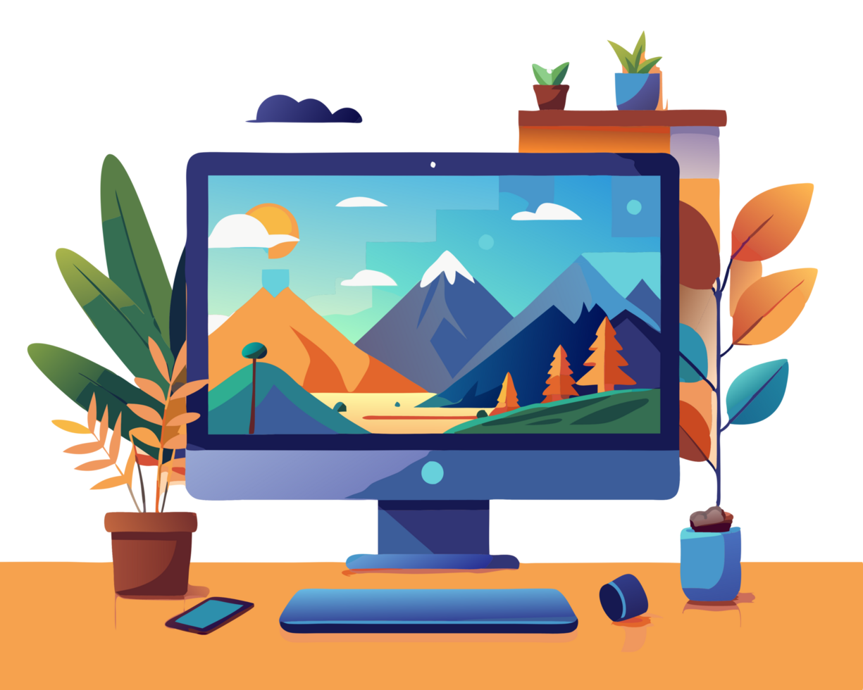 Colorful Tech Workspace Flat Design png