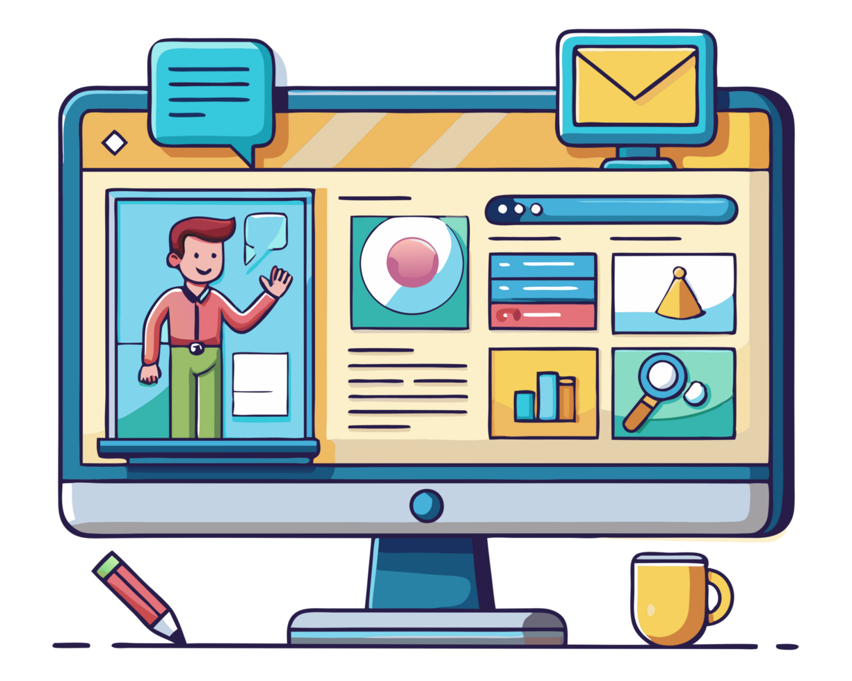 Digital Communication Interface Cartoon Clip png