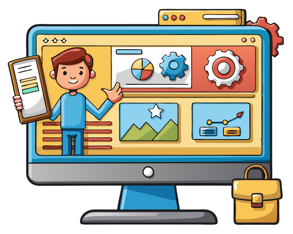 Colorful Digital Tools Cartoon Art png