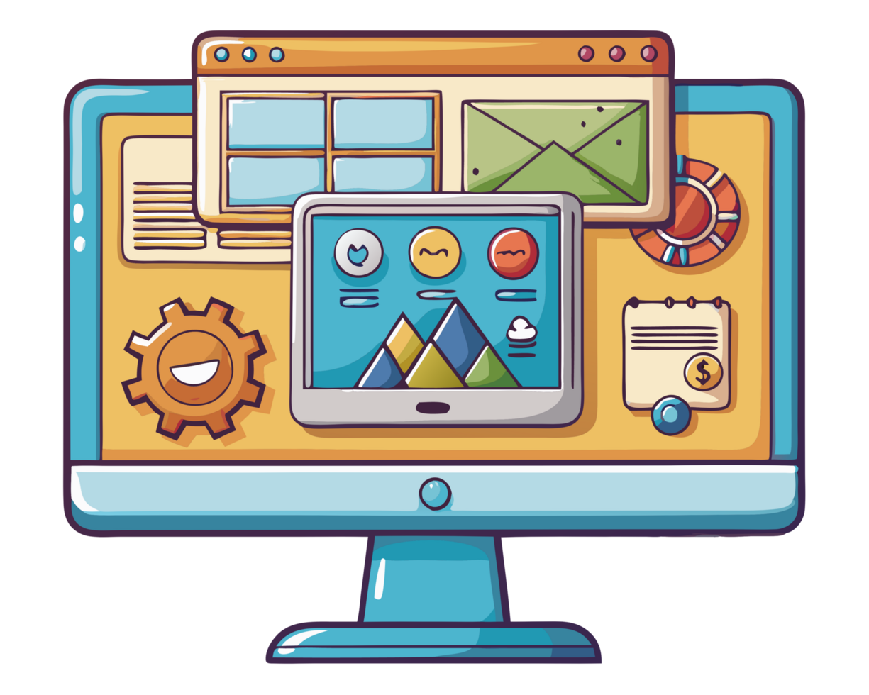Productive Work Environment Cartoon Style png