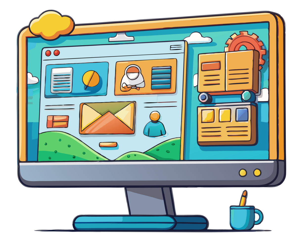 Virtual Office Environment Cartoon Graphic png
