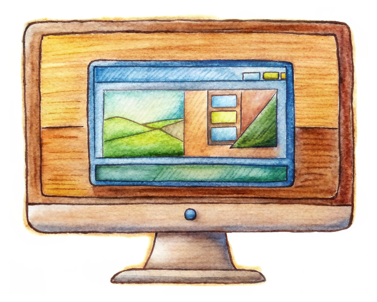 Innovative Computer Workspace Hand Drawn Design png
