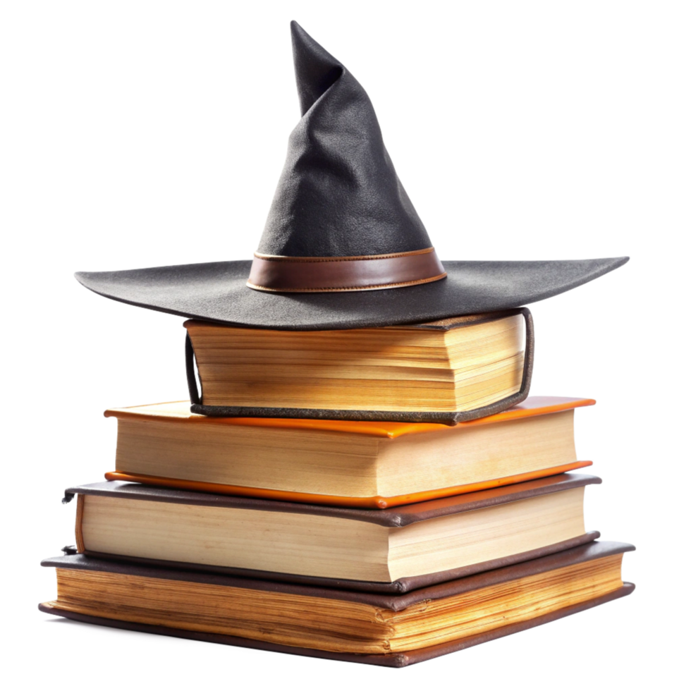 Tower of Witch Books and Hat png