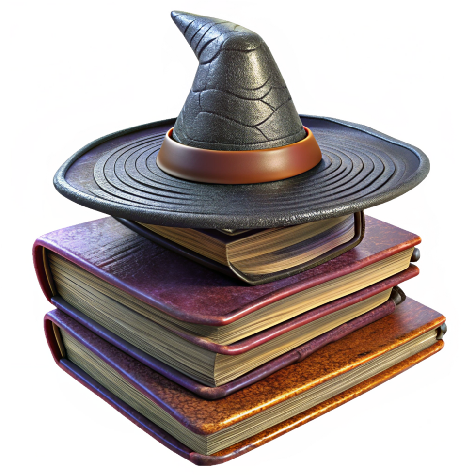 The Hexed Stack Stack of Witch Books And Witch Hat 3d Clip png