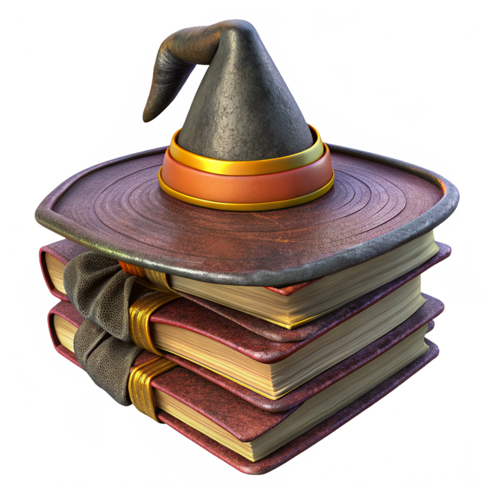 The Witch Chronicles Stack of Witch Books And Witch Hat 3d Graphic png