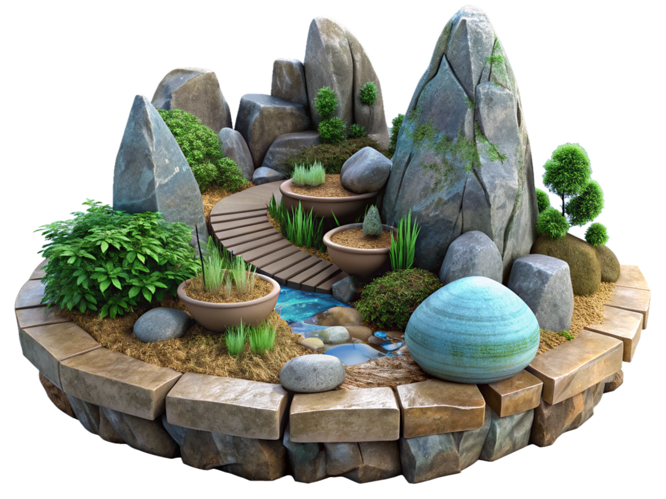 Peaceful Rock Garden Reflections 3d Graphic png