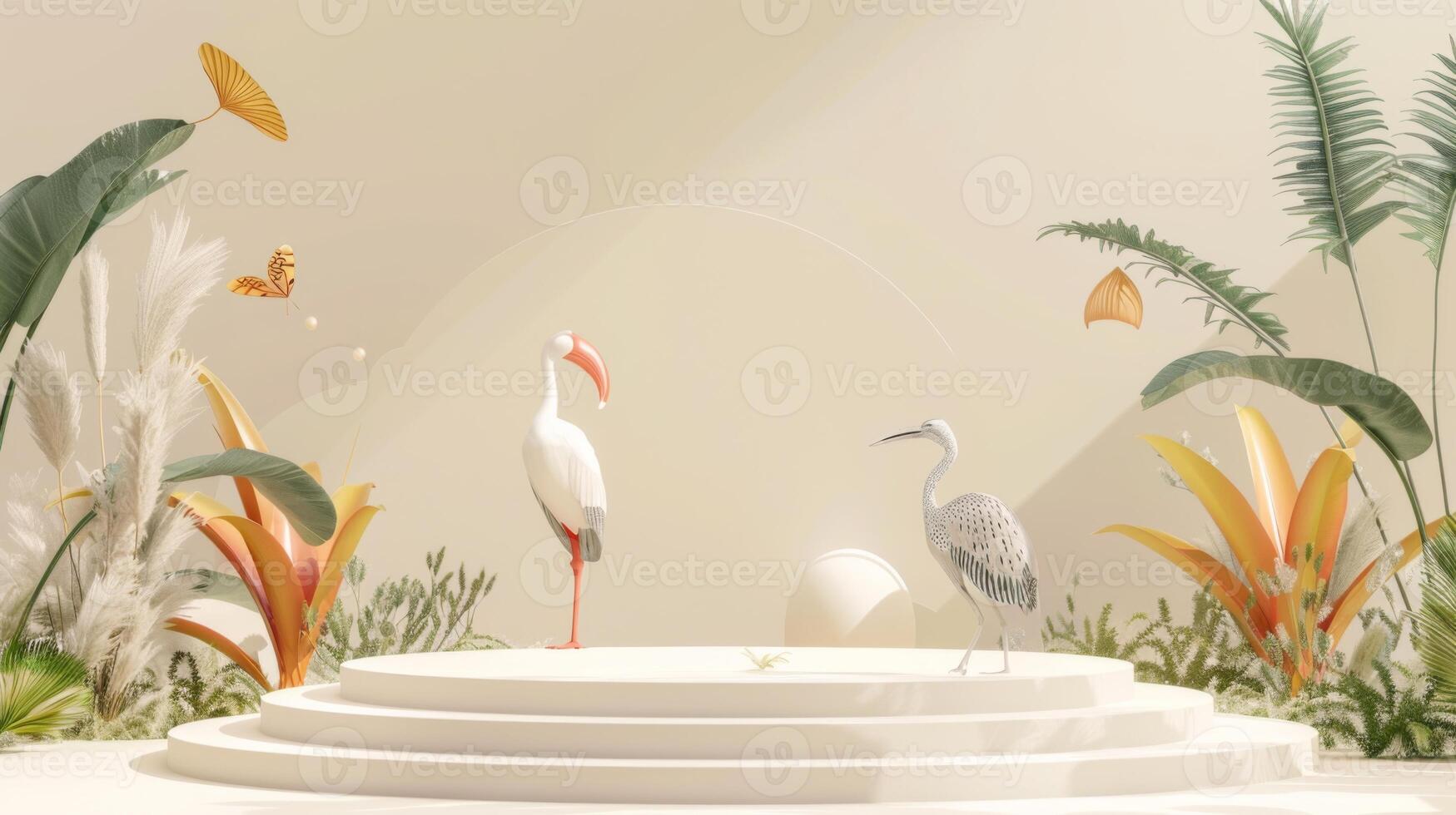 Wildlife Motifs Podium, Modern Web Award Stage, Minimal Abstract, AI Created photo