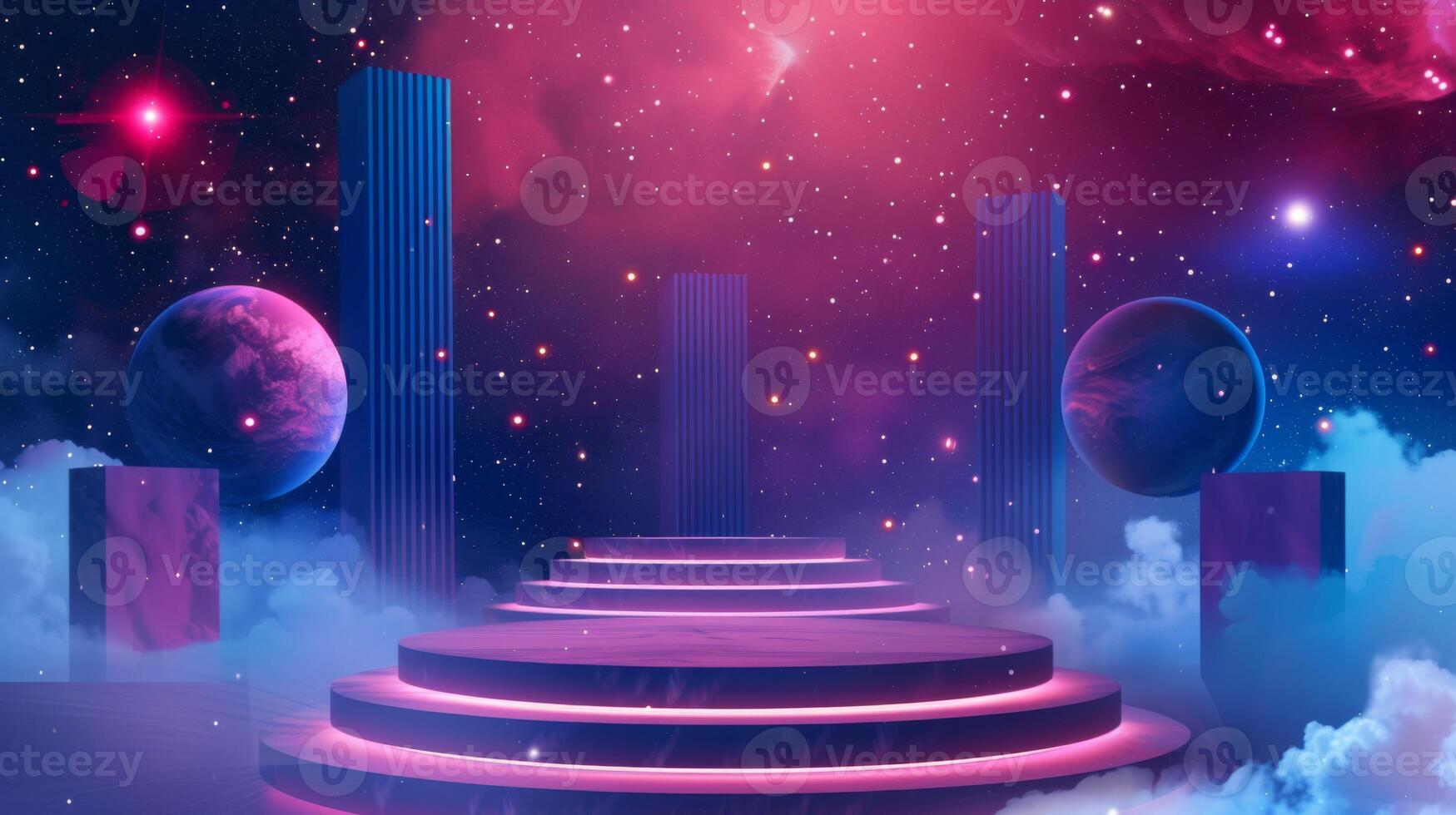 Space Motifs Podium, Minimal Abstract Background, Modern Web Stage, AI Created photo