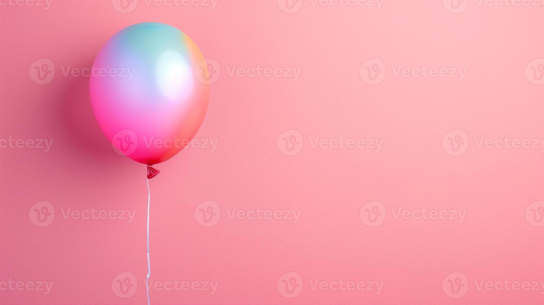 Vibrant Multicolored Balloon on Matte Pink Background Contemporary Minimalist Design for Celebrations Birthdays Weddings Parties and Festive Seasonal Events Stock Image photo