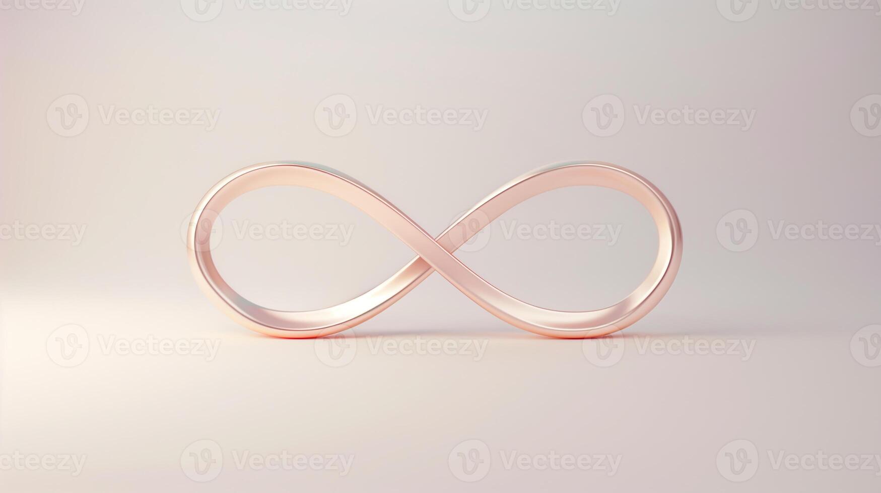 Elegant Rose Gold 3D Infinity Symbol on Pastel Background - Modern Minimalist Design for Timeless Concepts and Eternal Love Themes photo