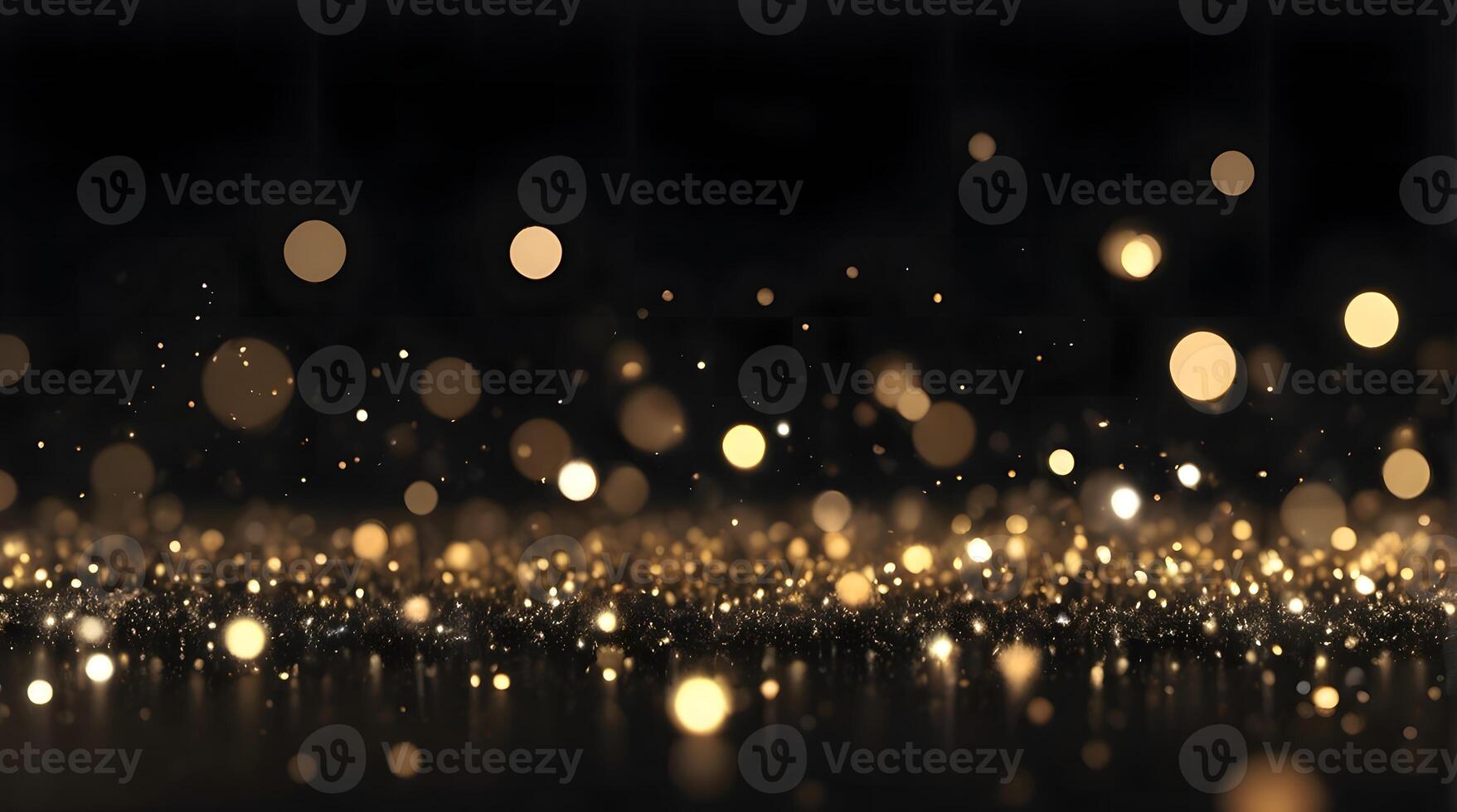 Black background abstract glitter lights gold and black bokeh background photo