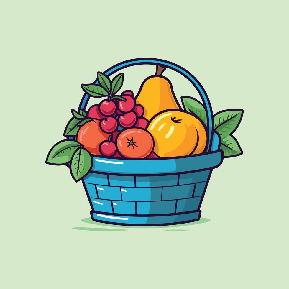 fresh fruit hamper clip art illustration vector