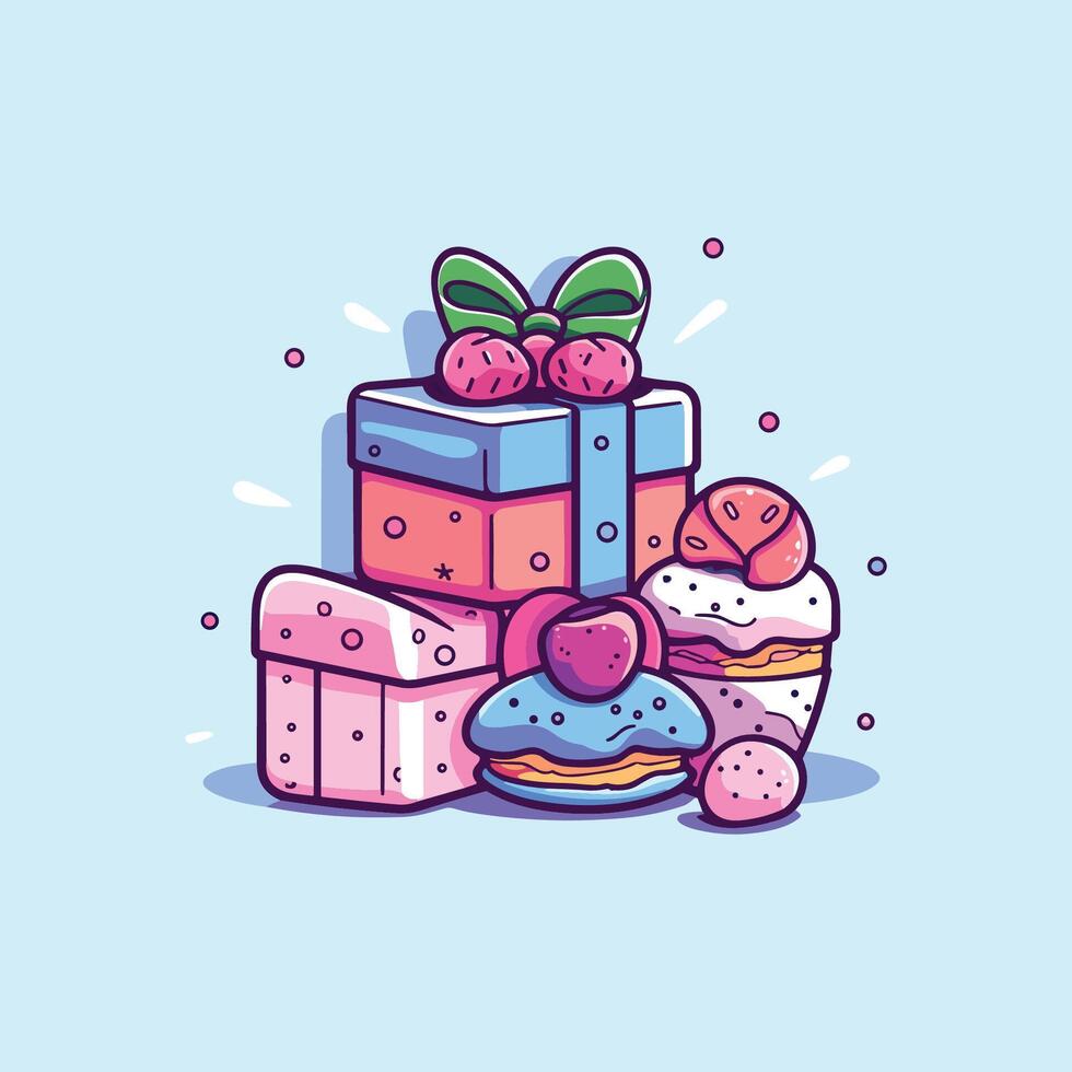 sweet treats dessert gift box clip art illustration vector