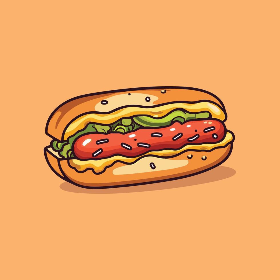 hot dog clip art illustration for menu, poster, web vector