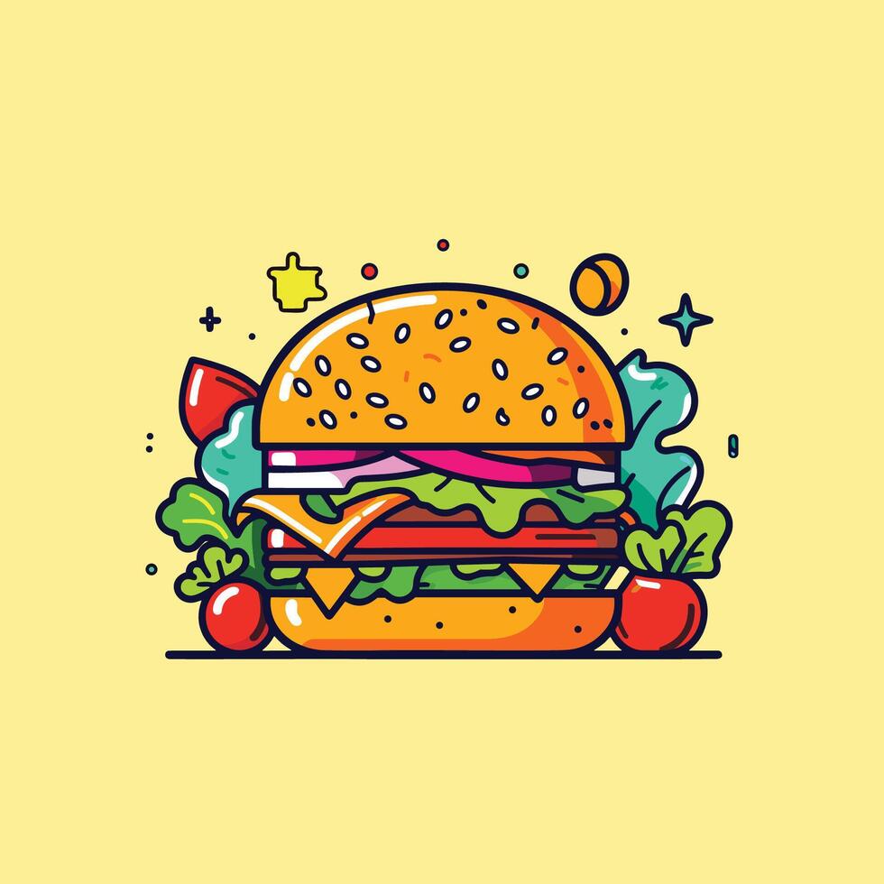 hamburger clip art illustration for menu, poster, web vector