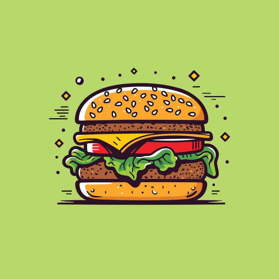 hamburger clip art illustration for menu, poster, web vector