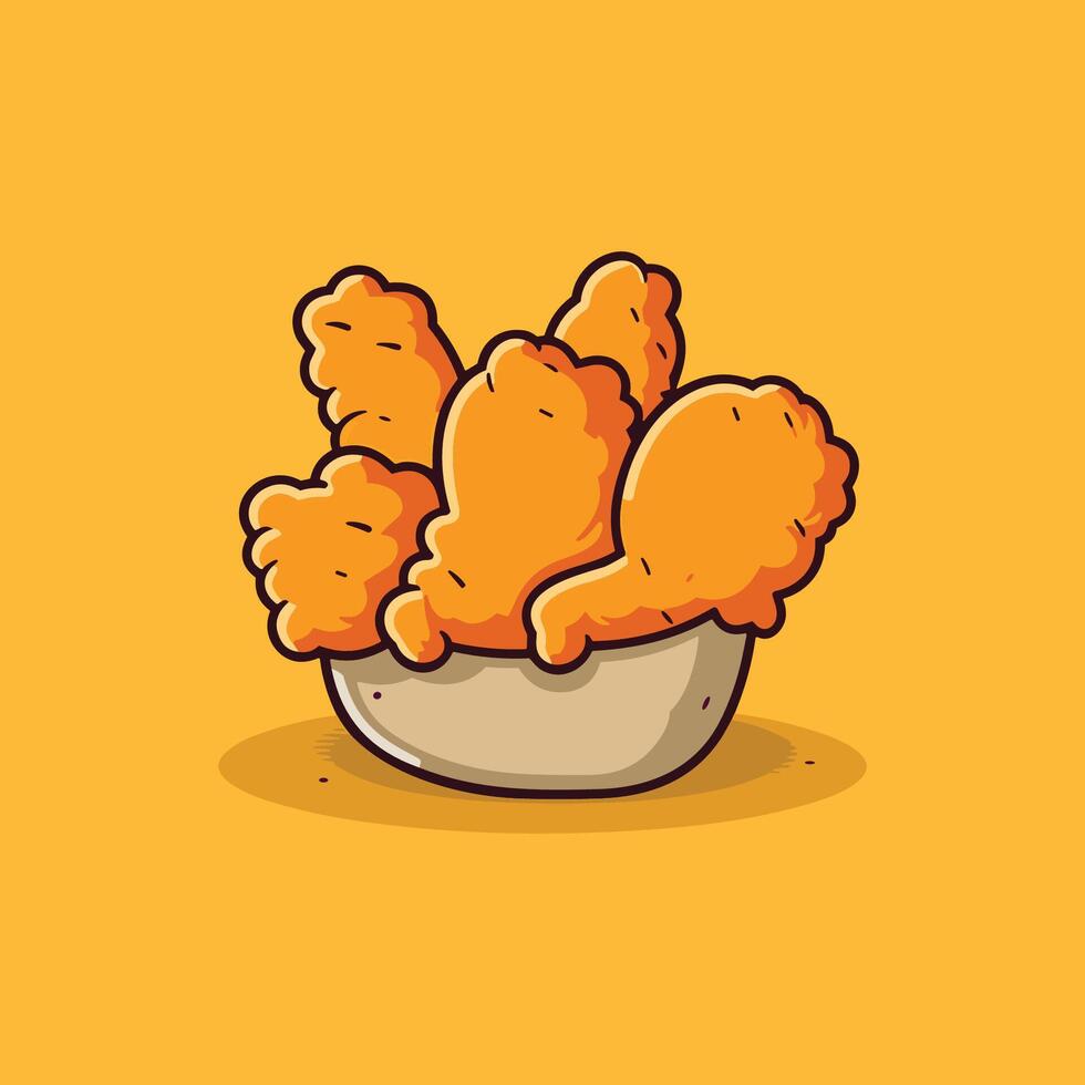 chicken tenders illustration. clean line and cool color clip art for menu, poster, web vector
