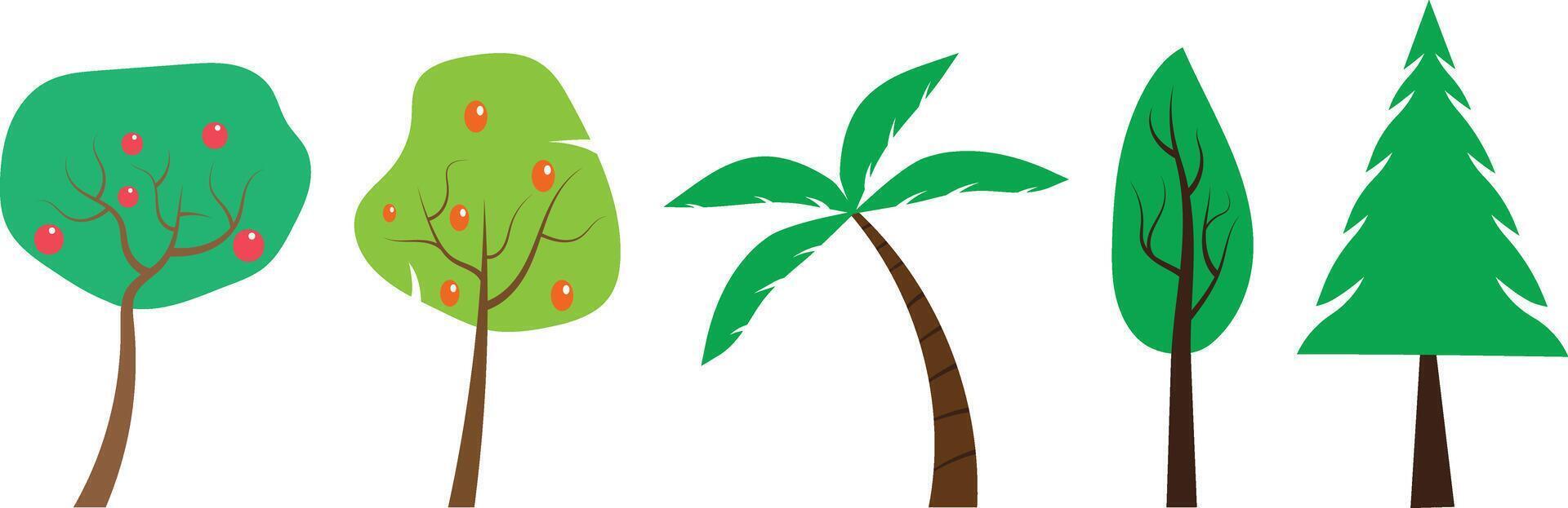 Cartoon Trees, hand drawn illustrations. vector