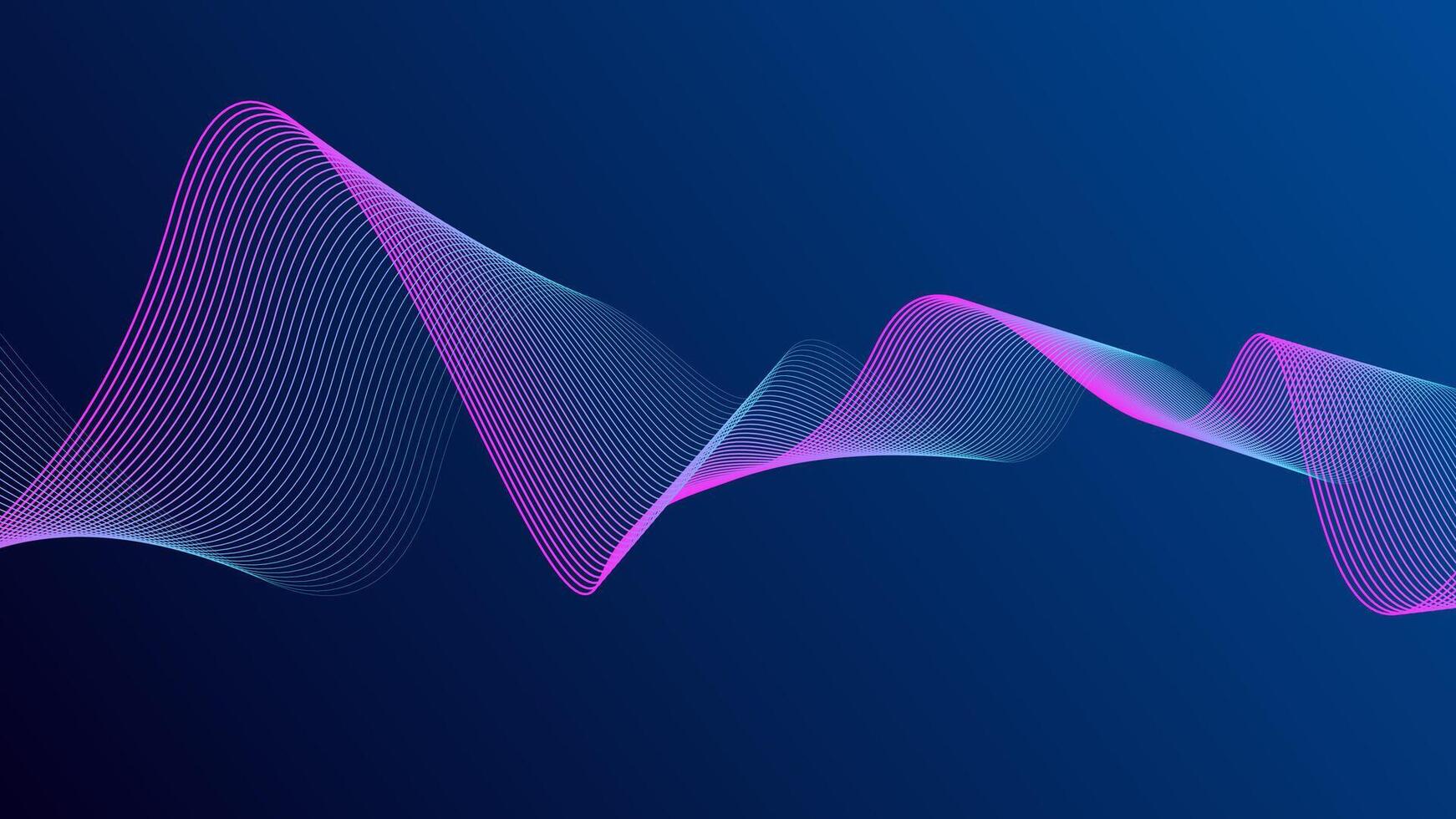 Abstract glowing wave lines on dark blue background. Dynamic wave pattern. Modern flowing wavy lines. Futuristic technology concept vector