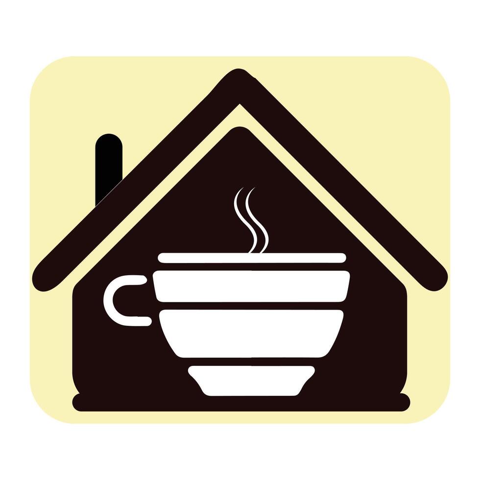 Minimalist Coffee House Logo, logo featuring a coffee cup integrated with a house shape, symbolizing warmth and comfort. Ideal for cafes, coffee shops, or any coffee-related business. vector