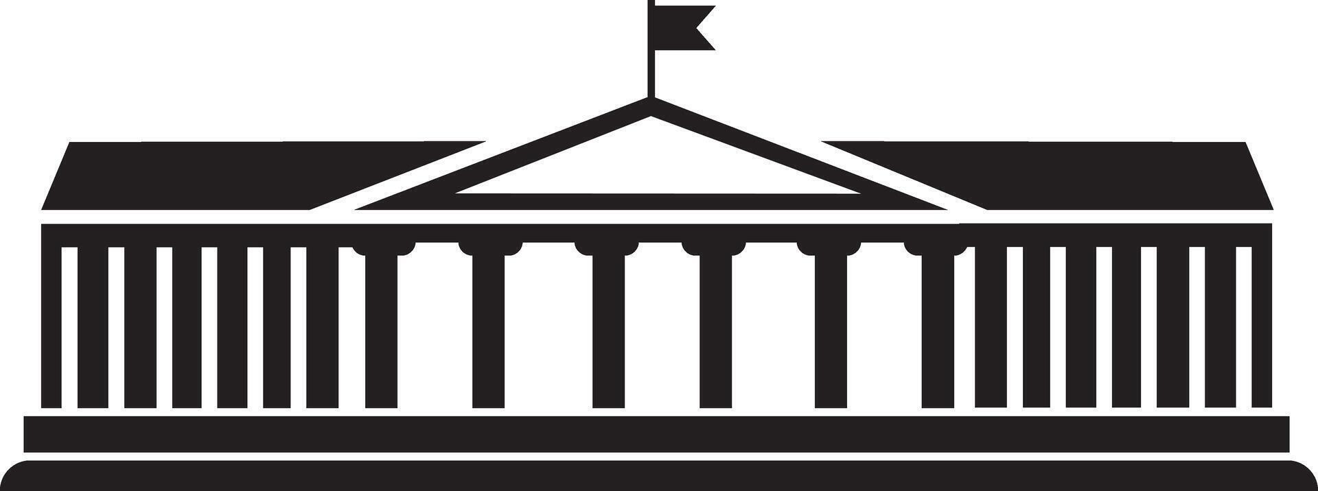 Simple government building silhouette icon. vector