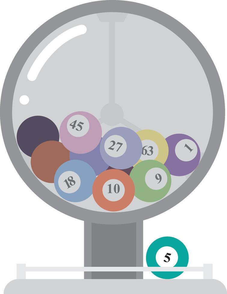 Lottery machine with lottery balls inside. Lotto bingo game luck concept illustration. Wheel drum leisure vector