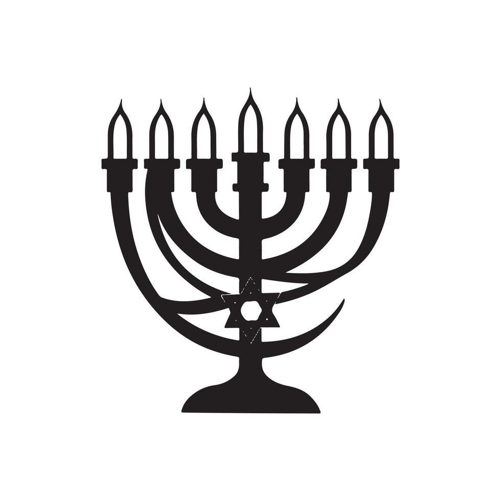 Hanukkah art silhouette logo icon design black and white vector