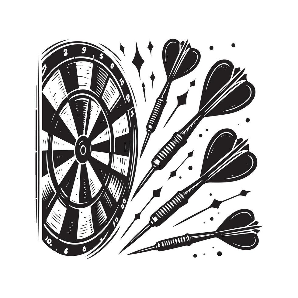darts art silhouette logo icon design black and white vector