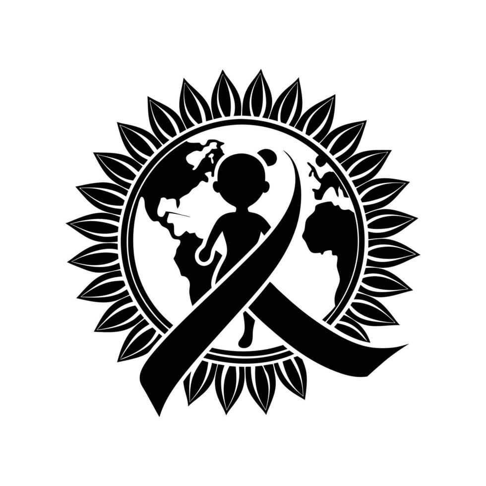 worlds aids day art silhouette logo icon design black and white vector