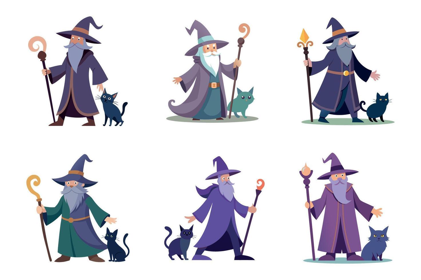 Wizard Walking Around With His Cat Logo vector