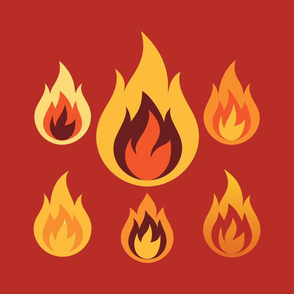 set Fire red, flames icon, flames, bonfire, fire logo design illustration, Creative Flames Fireball Collection Logo Icons Symbol Design Illustration vector