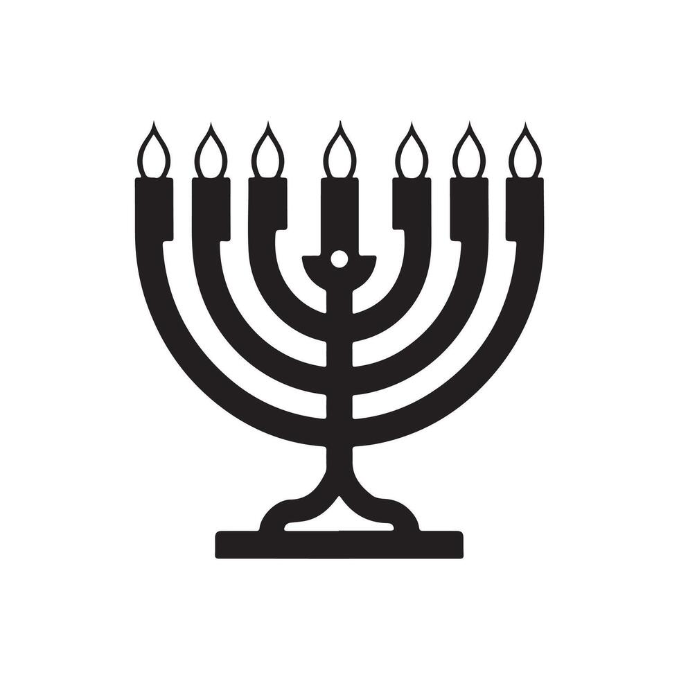 Hanukkah art silhouette logo icon design black and white vector