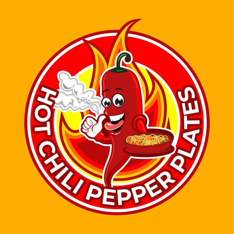 Hot Chili Pepper plate vector