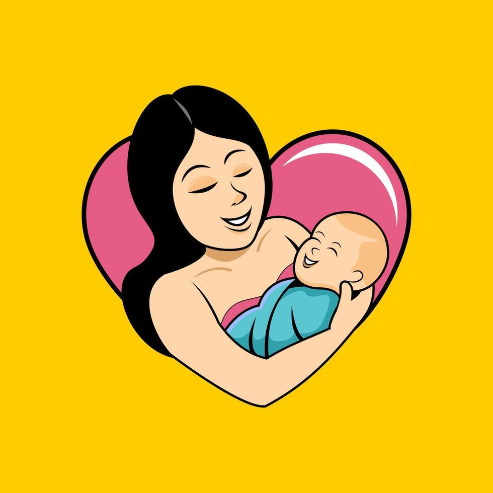 mom and her baby vector