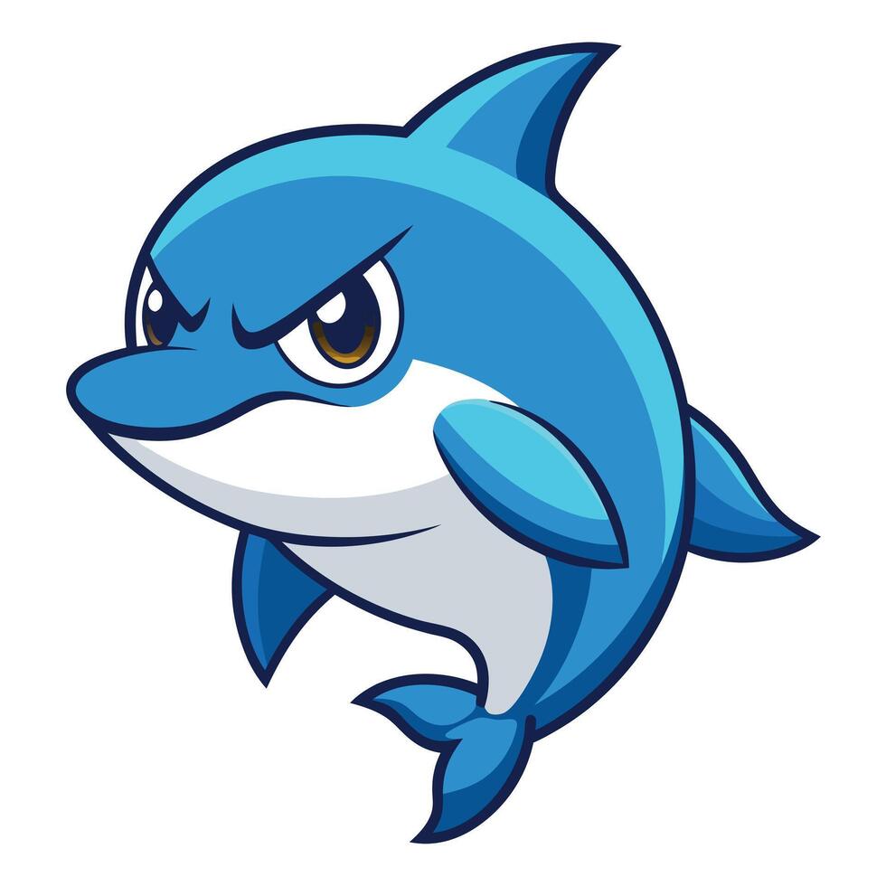 Dolphin Fish angry kawaii vector