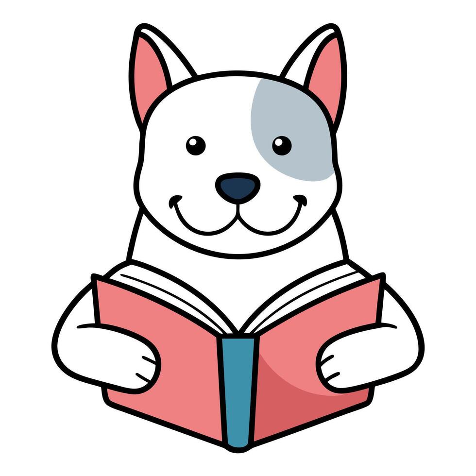 Dogo Argentino dog reading kawaii vector