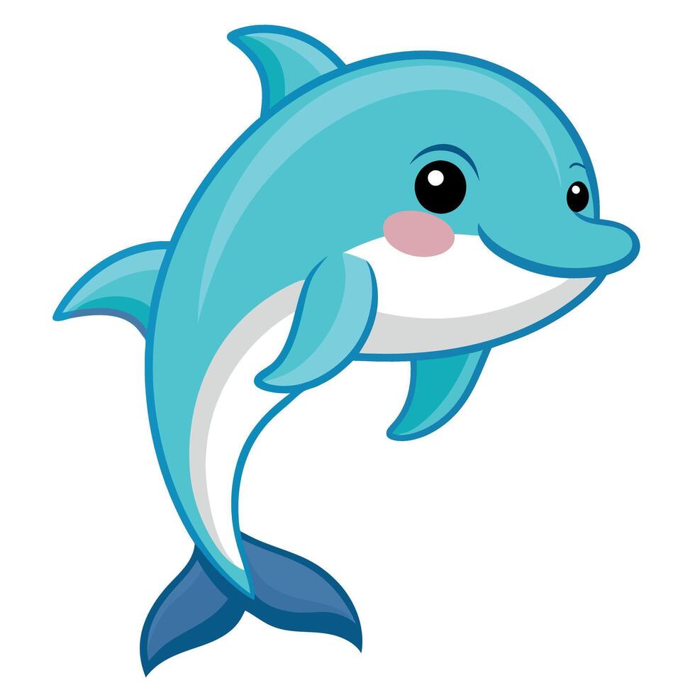 Dolphin looks kawaii vector