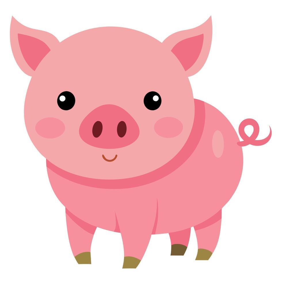 Domestic Pig knocks kawaii vector