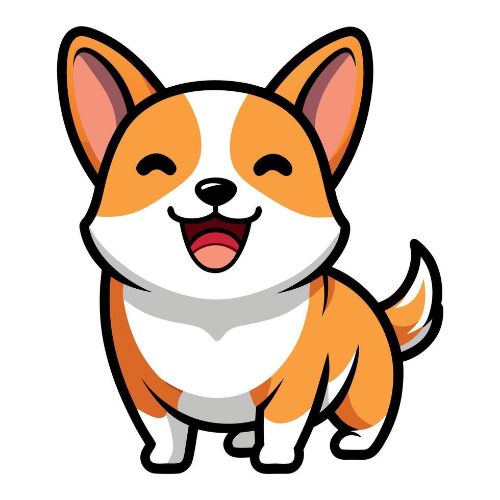 Dorgi dog laughs kawaii vector