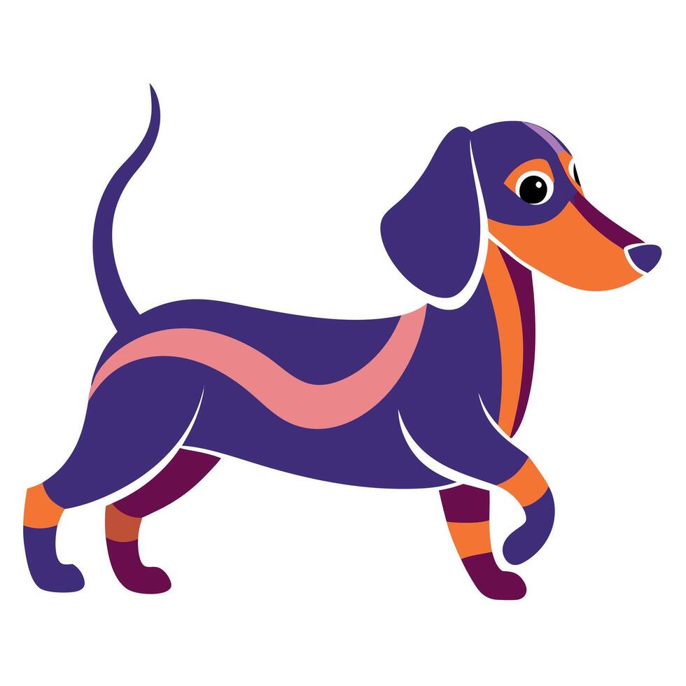 Doxle dog walks kawaii vector