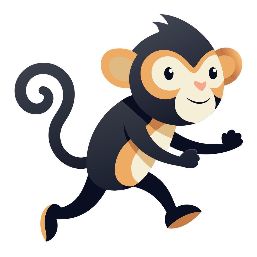Douc monkey runs kawaii vector