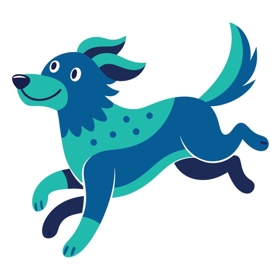 Double Doodle dog jumps kawaii vector